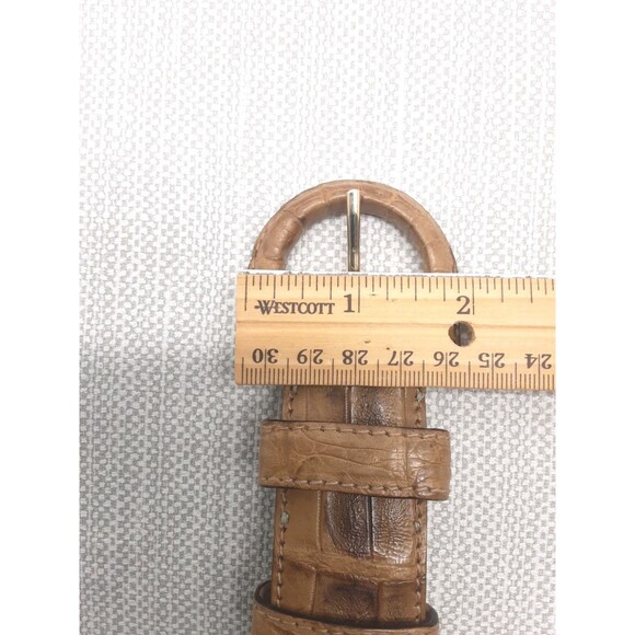 Donna Karan Vintage Large Belt Genuine Caiman Crocodile Brown Made In Italy Rare main image 14